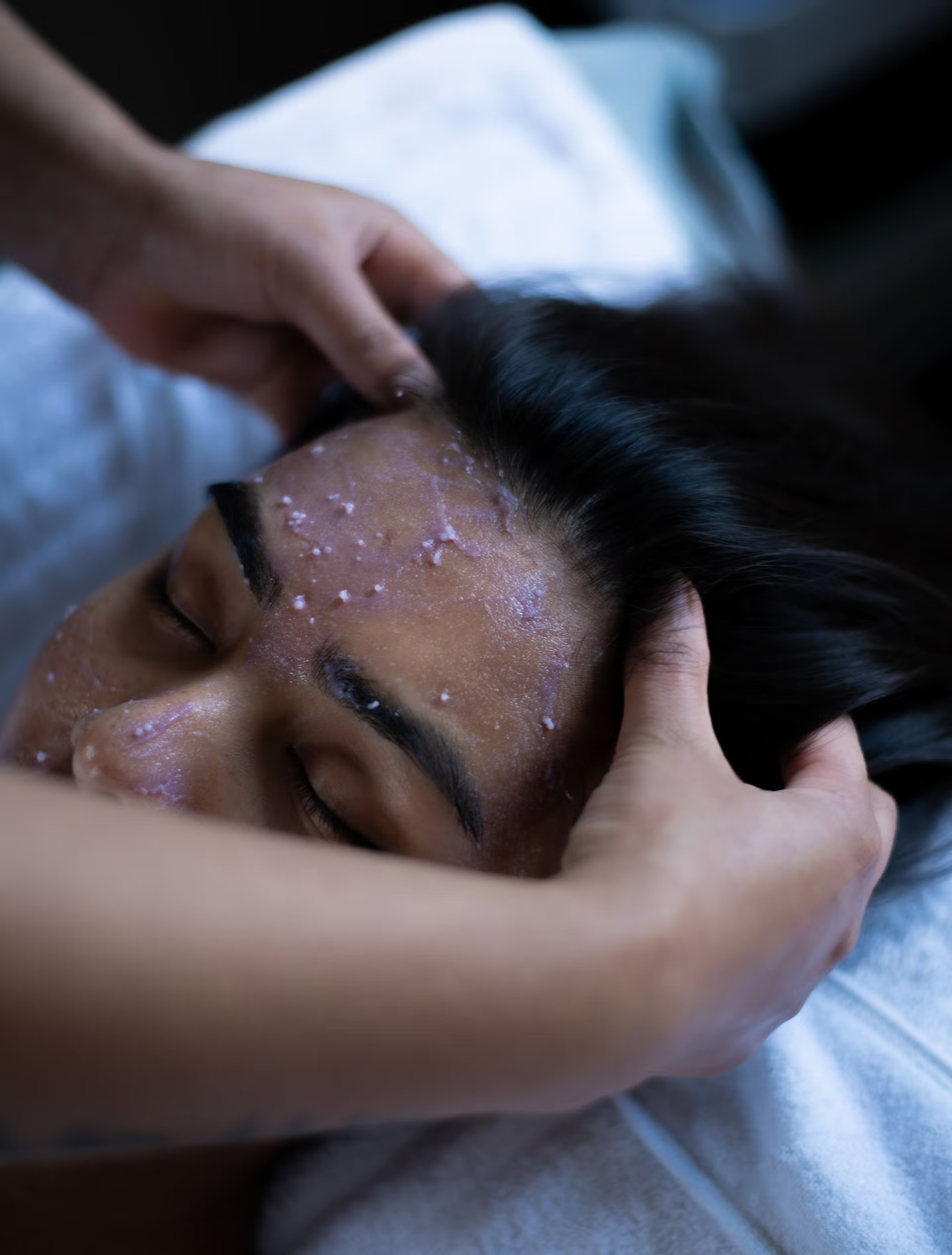 Close-up of a gentle exfoliation treatment